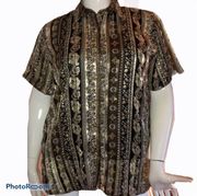 Fashion Bug metallic print buttoned blouse