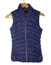 Athleta Navy Downtime Puffer Down Zip Up Vest  Size Women's Small Goose Down