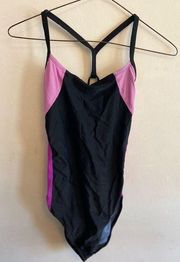 Champion Purple and Black Color block one piece swimsuit M