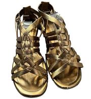 Enzo Angiolini Women's Size 8.5 Gladiator Sandals Metallic Gold Strappy Flats