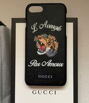 NWT Authentic Gucci Black Tiger 'L'Aveugle Par Amour' iPhone 7/8 Case