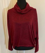 Poof Loose Fitting Cowl Neck Marled Sweater