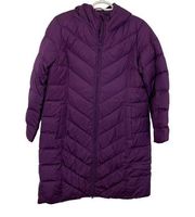 Lands'End NWOT  Women's Down Long Coat Purple Medium Petite (10-12)