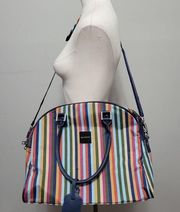 Isaac Mizrahi multicolored stripe carry on bag