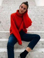 Red Oversized Turtleneck Sweater