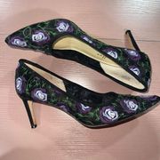 BETTYE MULLER Embroidered See Through Floral Pumps Black
Purple Women 9M