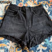 Uniqlo Women Black Denim Shorts 24 XS 0