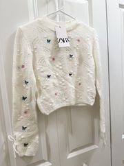 knitted floral bohemian sweater top