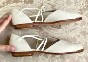 NEW Giorgio Armani Vintage Italian Almond Toe Leather Flats in Cream