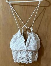 LOVE TREE WHITE LACE LONGLINE BRALETTE SIZE MEDIUM