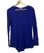 Trina Turk Royal Blue V-Neck Long Sleeve T-Shirt M