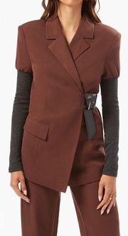 NWT WeWoreWhat Rib Sleeve Suiting Blazer in Cacao Black size Medium