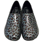 Spring Step Animal Print Silver Nurse Clogs