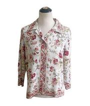 Saks Fifth Avenue Folio Collection Womens Sz 12 100% Silk Button Shirt Floral