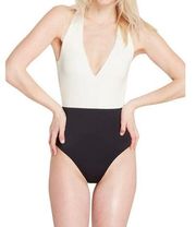 Summersalt Deep Dive One Piece Swimsuit in Ivory Black