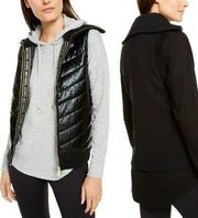 New! MICHAEL KORS Women's Puffer Vest Ribbed Sweater-Back Black Size XS