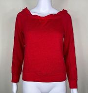 Treasure & Bond Wide Neck On/Off Shoulder Red Sweatshirt