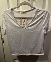 NWT Large  White V Neck T Shirt