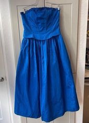 VTG Jessica Mcclintock Gunne Sax Royal Blue Iridescent Strapless Formal Dress