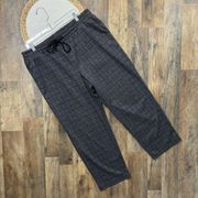 A New Day Gray Plaid Cropped Pants Womens XL Elastic Waist