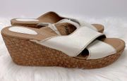 Fossil White Leather Wedge Sandals