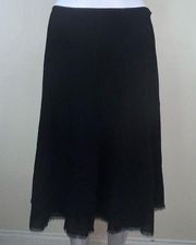 Vintage Carlisle 100% Wool Lined Raw Hem Pleated A-Line Skirt