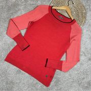 Smartwool Merino Wool Blend Sweater Pullover Longsleeve Rib Cuffs Orange Size S