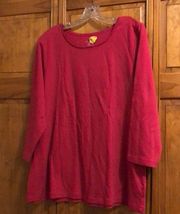 Charter Club Hot Pink 3/4 Sleeve Shirt 2X