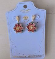 NWT  los angeles flower rhinestone drop earrings