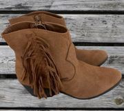 Western Boots Ankle Booties Golden Chestnut Brown Side Zip Cowboy Womens 7.5 New