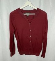 Eddie Bauer Wine Red Metallic‎ Cardigan Sweater