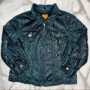 3/$30 Ruby Rd. | Teal Textured Animal Print Jacket