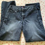 stretchy straight leg dark wash jeans