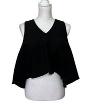 Revolve C/MEO Collective Womens New Love Crop Top Black Asymmetric Hem Sz Large