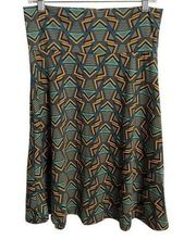 LulaRoe Azure Skirt Aqua Yellow Geo Print SZ L