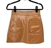 Topshop Brown Tan Faux Leather Mini Skirt.