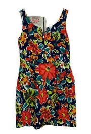 Phoebe Couture Women’s Sz 8 Navy Floral A-Line Scoop Neck Sleeveless Dress D007