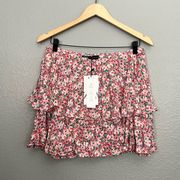 ZARA  Pink Floral Ruffle Mini Skirt