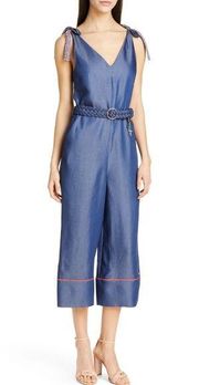 Pilco Tie Shoulder Wide Cropped Leg Jumpsuit size XS 2