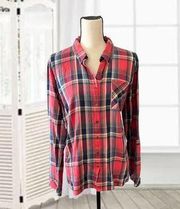 Red Plaid Button Down Shirt