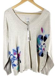 NIC+ZOE Blooming Short V Neck Sweater Size 3X Lightweight Floral