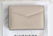 Givenchy Taupe Grey Edge Tri-Fold Leather Mini Compact Wallet