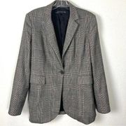 Zara Glen Plaid Blazer Grey Camel Dark Academia Preppy Career Size Medium Long