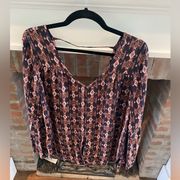 Billabong Womens Button Up Scoop Neck Peasant Top Size Small Surf Beachy