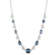 Givenchy Crystal Cushion Frontal Necklace in Silver-Tone/Blue MSRP $68 NWT