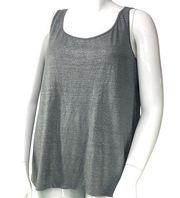 Eileen Fisher Woman Plus Size 1X Top Heather Grey Tank Organic Linen Wide Strap