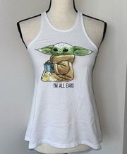 Star Wars Racerback White Tank Top Baby Yoda XS