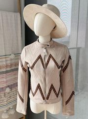 Venus Taupe Studded Zip Up Faux Suede Jacket Women’s Size 2