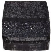 All Saints Suki Black Hand Beaded Zip Mini Skirt Size 10