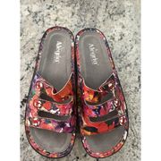 Alegria  Women’s Fiona Leather Slide Sandals Size 41 (US 10.5- 11) Multi-Colored